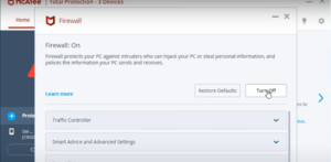 Disable Mcafee